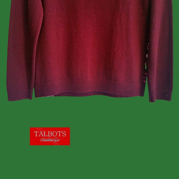 TALBOTS NEW Artsy Maximalism Lambswool Blend Medallion/Crystals Jewel Sweater M - Picture 9 of 12